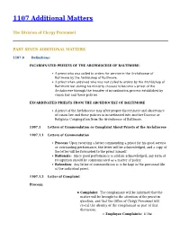 1107 Additional Matters