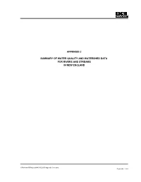 Appendix C Summary of Water Quality And