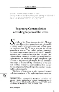 Beginning Contemplation According to John of the Cross