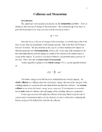 Collisions and Momentum