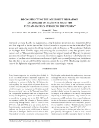 Deconstructing the Aglurmiut Migration an Analysis of Accounts from the Russian-America Period to the Present Kenneth L. Pratt