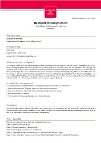 Descriptif D'enseignement