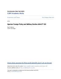 Spartan Foreign Policy and Military Decline 404-371 BC