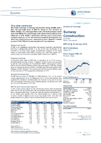 Sunway Construction Group (SCGB) with a BUY Call and Target Price of RM1.76, Based on 10% Discount to RNAV