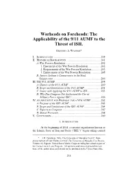 Warheads on Foreheads: the Applicability of the 9/11 AUMF to the Threat of ISIL