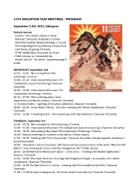 11Th Mountain Film Meetings - Program
