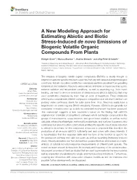 A New Modeling Approach for Estimating Abiotic and Biotic Stress-Induced De Novo Emissions of Biogenic Volatile Organic Compounds from Plants