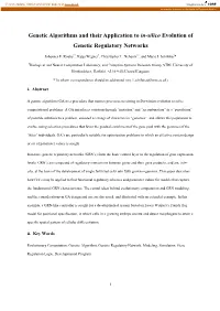 Genetic Algorithms and Their Application to In-Silico Evolution of Genetic Regulatory Networks