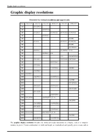 Graphic Display Resolutions 1 Graphic Display Resolutions