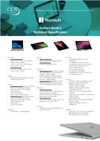 Surface Book 2 Technical Specification