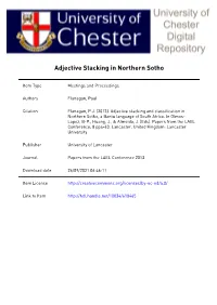 Adjective Stacking and Classification in Nothern Sotho: a Southern Bantu Language of South Africa