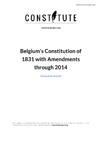 Belgium's Constitution of 1831 with Amendments Through 2014