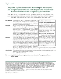 Cisplatin, Tegafur‑Uracil and Leucovorin Plus Mitomycin C