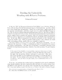 Deciding the Undecidable: Wrestling with Hilbert's Problems
