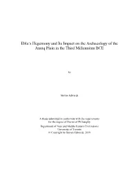 Ebla's Hegemony and Its Impact on the Archaeology of the Amuq Plain