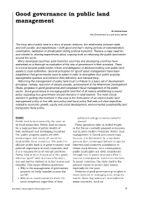 Good Governance in Public Land Management