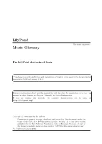 Lilypond Music Glossary