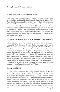 News, Notes, & Correspondence a New Edition of a Miscellany