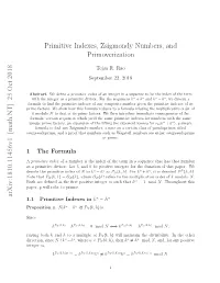 Primitive Indexes, Zsigmondy Numbers, and Primoverization
