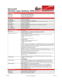Version Information Product Name Microsoft® Wireless Laser Desktop