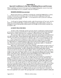 Appendix G Special Conditions to the Use of Bidding Boxes and Screens These Conditions of Contest (Coc) May Not Be Changed During the Course of an Event
