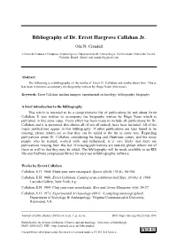 Bibliography of Dr. Errett Hargrove Callahan Jr