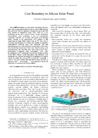 Cost Boundary in Silicon Solar Panel
