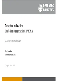 Desertec Industries Enabling Desertec in EUMENA