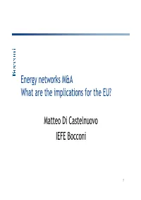 Energy Networks M&A What Are the Implications for the EU? Matteo Di