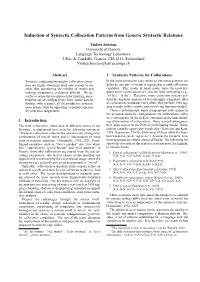 Induction of Syntactic Collocation Patterns from Generic Syntactic Relations