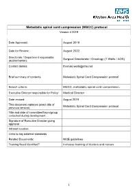 Metastatic Spinal Cord Compression (MSCC) Protocol Version 4 2019