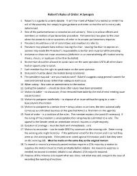 Robert's Rules of Order: a Synopsis