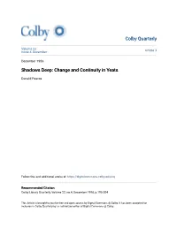 Shadows Deep: Change and Continuity in Yeats