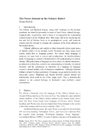 The Norse Element in the Orkney Dialect Donna Heddle