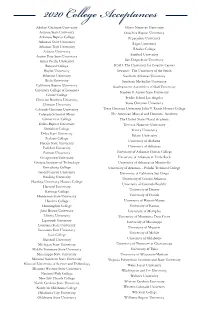 2020 College Acceptances