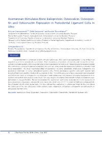 Acemannan Stimulates Bone Sialoprotein, Osteocalcin, Osteopon- Tin and Osteonectin Expression in Periodontal Ligament Cells in V