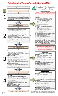 Guidelines for Trauma Team Activation (TTA)