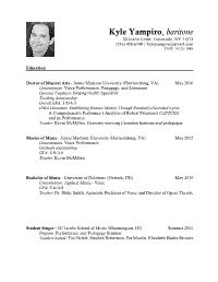 Kyle Yampiro, Baritone