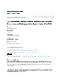 Social Movement Learning Research: International Comparative Perspectives on Challenges and the Current Status of the Field