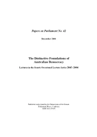 The Distinctive Foundations of Australian Democracy