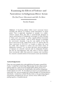 Examining the Effects of Violence and Nonviolence in Indigenous Direct Action the Red Power Movement and Idle No More