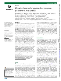 Idiopathic Intracranial Hypertension: Consensus Guidelines On