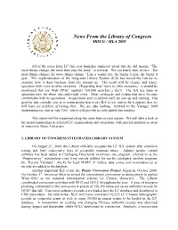 News from the Library of Congress MOUG / MLA 2001
