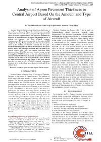 Analysis of Apron Pavement Thickness in Central Airport Based on the Amount and Type of Aircraft