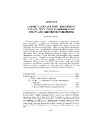 Articles Labor Values Are First Amendment Values