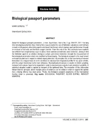 Biological Passport Parameters