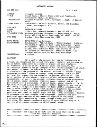 Child Sexual Abuse: Prevention and Treatment. Continuing Education Manual. INSTITUTION Eastern Mighican Univ., Ypsilanti