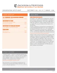 Immigration Spotlight October 30, 2012 | Issue 126