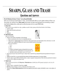 SHARPS, GLASS and TRASH Questions and Answers 1