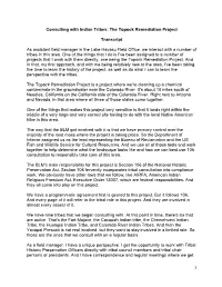 The Topock Remediation Project Transcript As Assistant Field